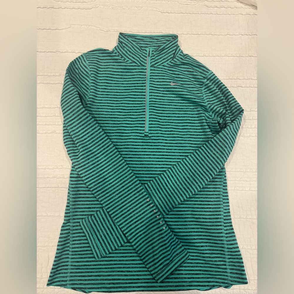 Nike Teal and Black Striped Long Sleeve Tee - size small